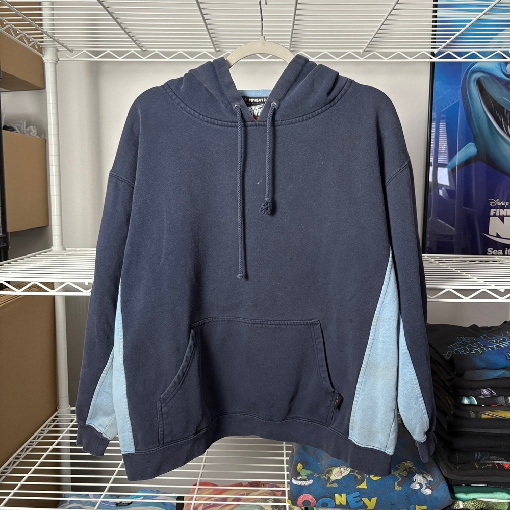 Top Heavy Y2K Skater Clothing Hoodie Sweatshirt Blue Light Blue Accents Size L